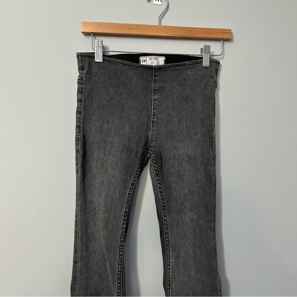 Free People Flare Jeans Black Washed High Rise Y2K Retro Size 24 Boho - Picture 5 of 16